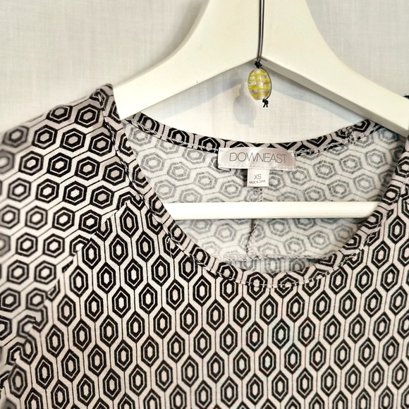 DownEast - Stretch TOP 3/4-sleeves diamond pattern SOFT fitted Sz XS - Gray - Picture 5 of 13